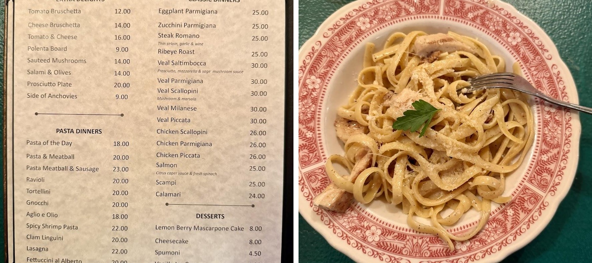 Giannini's Italian Dinners Menu