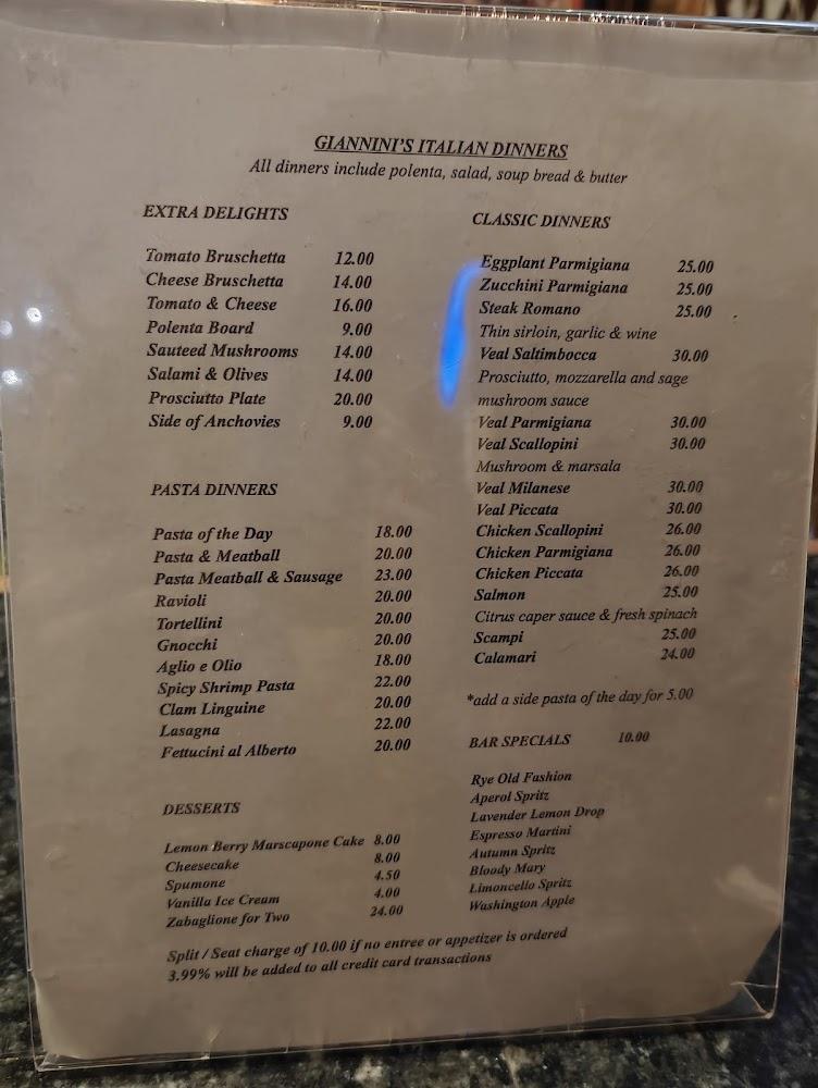 Giannini's Italian Dinners Menu image 3