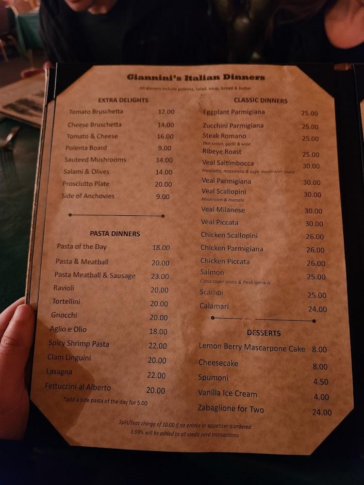 Giannini's Italian Dinners Menu image 4